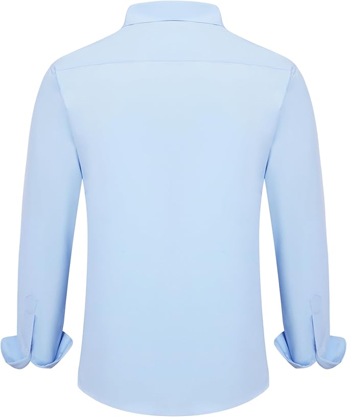 Men's Long Sleeve Dress Shirts, Regular Fit Stretch Wrinkle-Free Business Casual Button-Down Shirts with Front Pocket