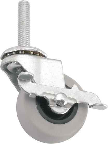 Titan Casters by Waxman TPR Rubber Caster Wheel with Threaded Stem Attachment w Brake - 2-Inch - 80 lb. Load Capacity - Non-Marking for Hospitals, Food Service, blackgray, 1 Count (Pack of 1)