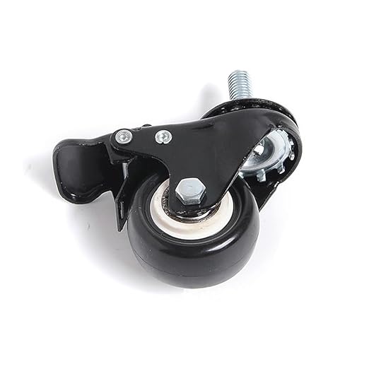 360 Degree Swivel Caster with M8M10 x 25mm Threaded Stem PU Office Chair Caster Wheels No Noise Wheels for Chair and Furniture (Color : 2 Pcs with Brake, Size : 1.5 inch)