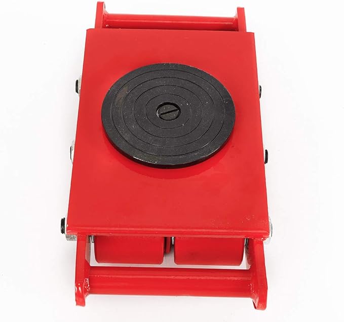 8 Ton Heavy Duty Machine Dolly Skate for Industrial Moving Equipment,Machinery Roller Mover Cargo Trolley with 360 Rotation Cap Red