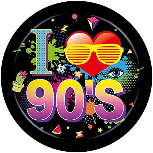 CC HOME 90s Birthday Paper Plates Napkins Back to The 1990s Disposable Tableware Set Hip Hop Baby Shower Party Supplies Tissue 90's Theme Cutlery Sets Serves 24 Guests for Party Plates Napkins 88PCS