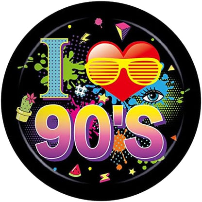 CC HOME 90s Birthday Paper Plates Napkins Back to The 1990s Disposable Tableware Set Hip Hop Baby Shower Party Supplies Tissue 90's Theme Cutlery Sets Serves 24 Guests for Party Plates Napkins 88PCS