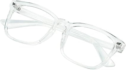 VisionGlobal Blue Light Blocking Glasses for WomenMen, Stylish Square Frame, Anti Glare (Clear, 1.50 Magnification)