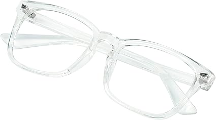 VisionGlobal Blue Light Blocking Glasses for WomenMen, Stylish Square Frame, Anti Glare (Clear, 1.50 Magnification)