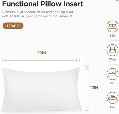 Acanva Decorative Rectangle Throw Pillow Inserts Hypoallergenic Form Stuffer Cushion Sham Filler, 1 Count (Pack of 1), White