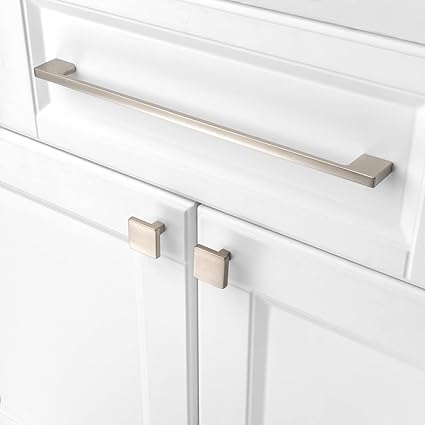 KOOFIZO Wide Foot Cabinet Bar Pull - Brushed Nickel Modern Solid Handle, 11.3 Inch288mm Screw Spacing, 1-Piece for Kitchen Cupboard Door, Bedroom Dresser Drawer, Bathroom Wardrobe Hardware