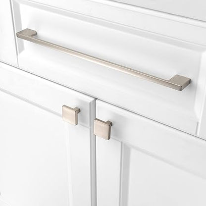 KOOFIZO Wide Foot Cabinet Bar Pull - Brushed Nickel Modern Solid Handle, 11.3 Inch288mm Screw Spacing, 1-Piece for Kitchen Cupboard Door, Bedroom Dresser Drawer, Bathroom Wardrobe Hardware