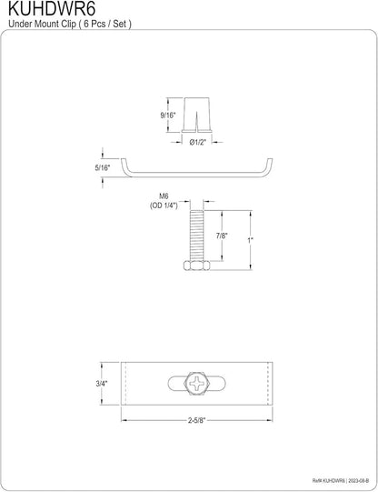 Elements of Design KUHDWR6 Parts for Undermount Sink