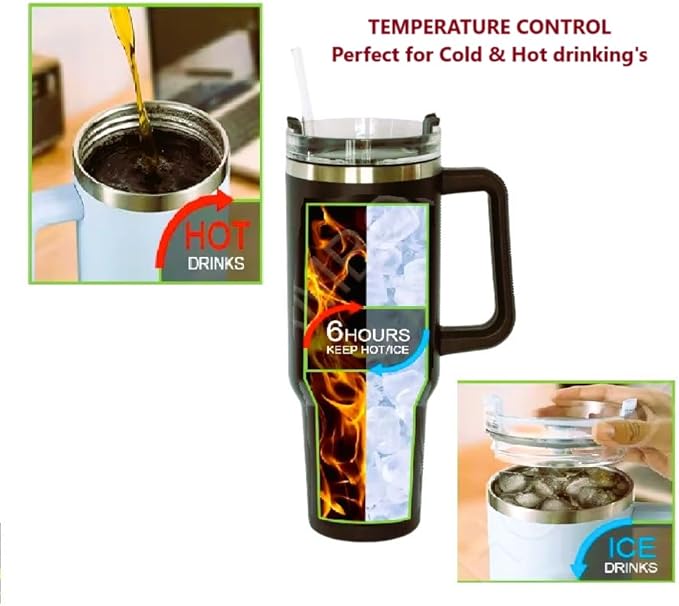 Ultimate Hydration 40oz Sublimation Tumbler with Handle, Lid and Straw - Perfect for Water, Coffee, and Tea,Your Perfect Travel Companion, 3.9, Black