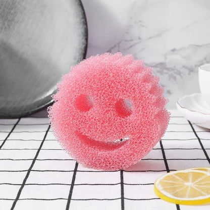 Funny Cleaning pad with Smiley Sponge, removes Stains and Odors, for Home Kitchen Cleaning. (Pack of 6) (Colors Vary Pictures)