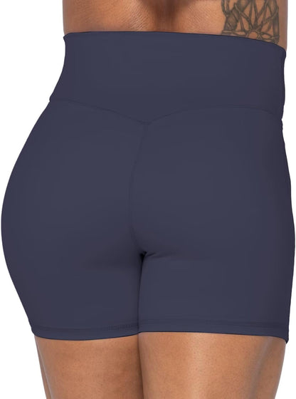Sunzel Crossover Biker Shorts for Women, No Front Seam V High Waist Yoga Workout Gym Shorts with Tummy Control