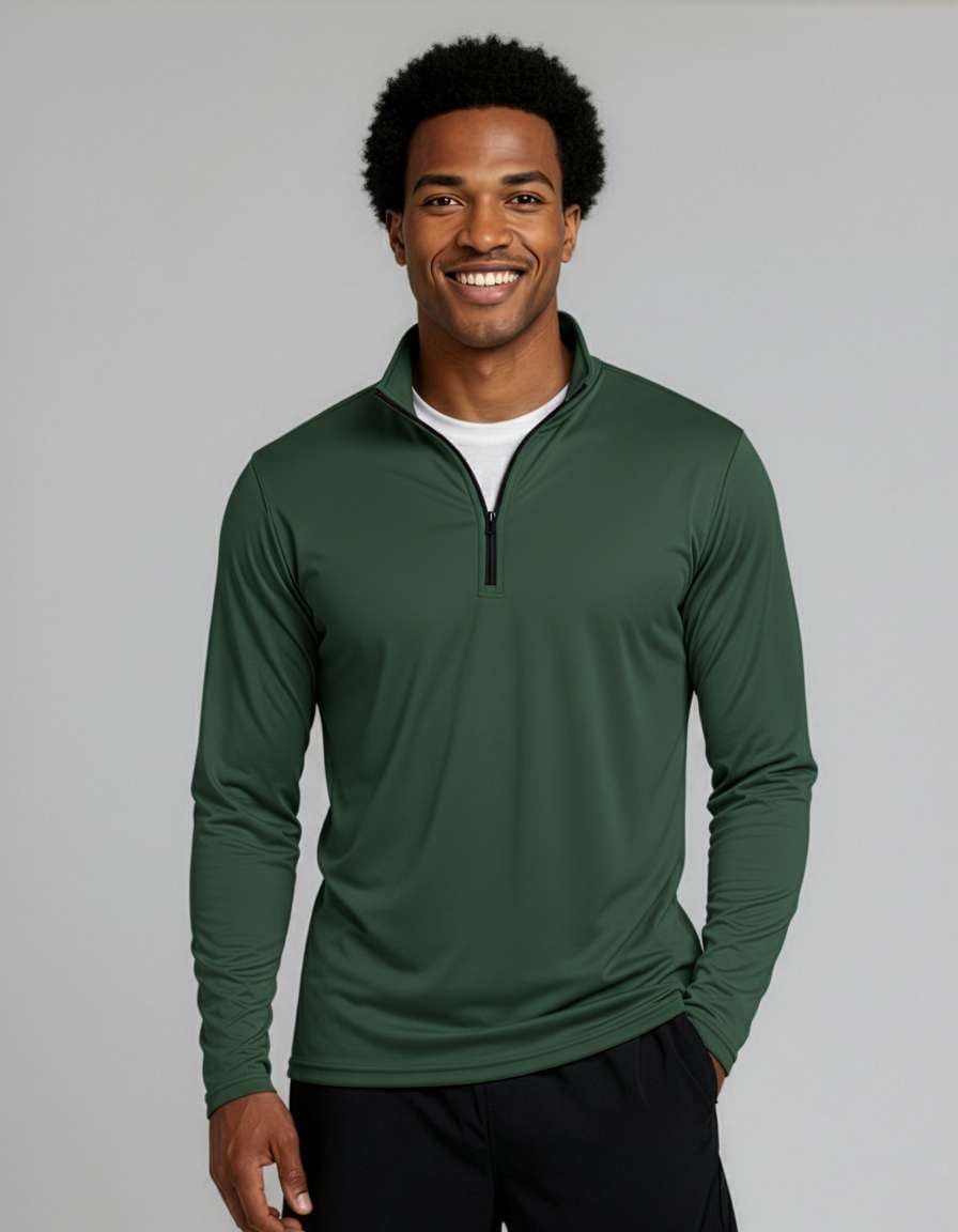 Medium , Real Essentials 3 Pack: Men's Dry-Fit Active Quarter Zip Long Sleeve Athletic Performance Pullover (Available in Big & Tall)