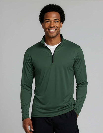 Medium , Real Essentials 3 Pack: Men's Dry-Fit Active Quarter Zip Long Sleeve Athletic Performance Pullover (Available in Big & Tall)