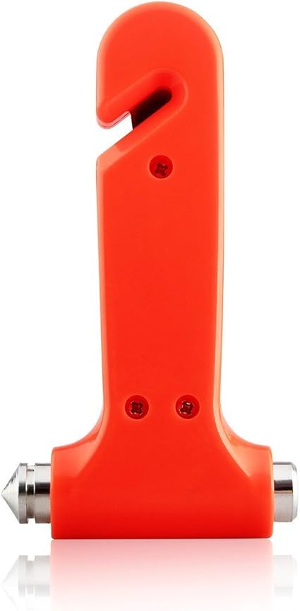 Tianmei Seat Belt Cutter and Emergency Rescue Car Window Glass Safety Hammer Breaker 2in1 Disaster Escape Tool (2in1-Dark Orange)