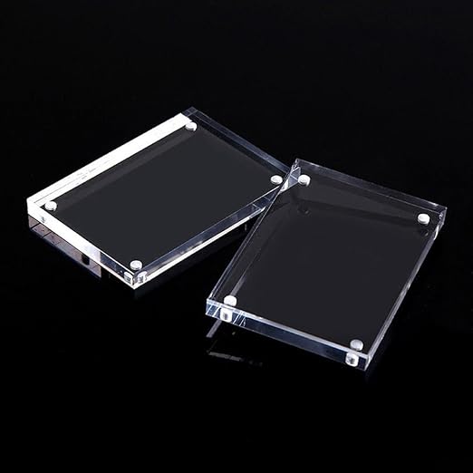 Acrylic Picture Frames 5 Sizes, Clear Picture Frames Freestanding Double Sided Magnetic Acrylic Frameless Transparent Square Frame For Desktop Display(7 x 12cm)