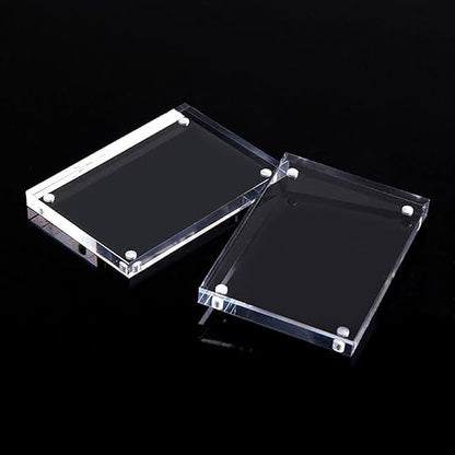 Acrylic Picture Frames 5 Sizes, Clear Picture Frames Freestanding Double Sided Magnetic Acrylic Frameless Transparent Square Frame For Desktop Display(7 x 12cm)