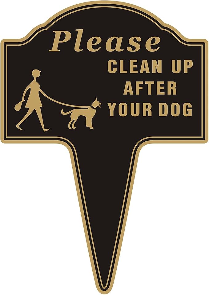 Clean Up After Your Dog Sign, Yuntarda 10”x14” No Poop Signs for Lawn No Pooping Dog Signs For Yard with Stake Double Sided Yard Sign Easy Install for Outdoor Use