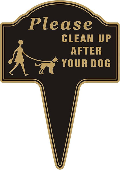 Clean Up After Your Dog Sign, Yuntarda 10”x14” No Poop Signs for Lawn No Pooping Dog Signs For Yard with Stake Double Sided Yard Sign Easy Install for Outdoor Use