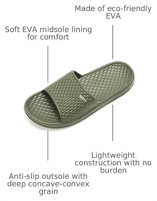 Size 11, Heva Shower Sandals Men Bathroom Slippers Non-Slip Indoor Home House Beach Shoes .
