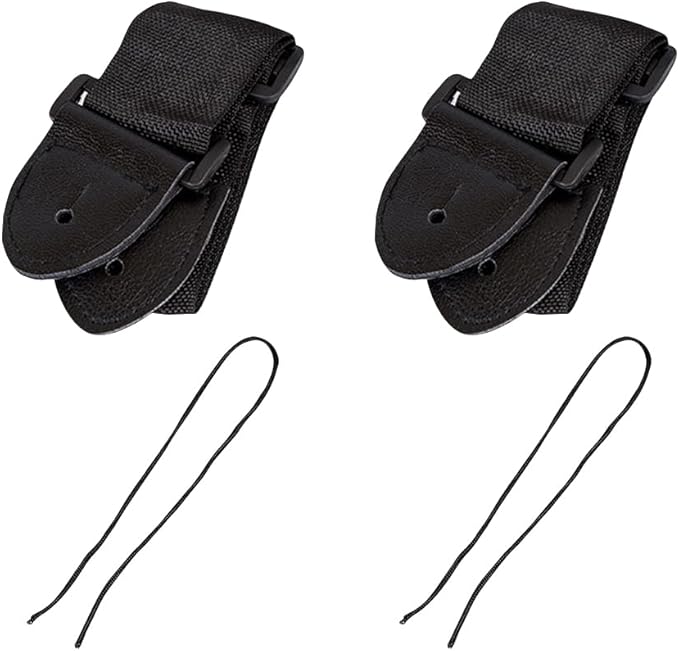 2 Pcs Acoustic Guitar Straps Adjustable Guitar Straps Ukulele Guitar Straps Extra Wide Bass Guitar Straps Classical Guitar Straps Black Guitar Strap with PU Leather Ends