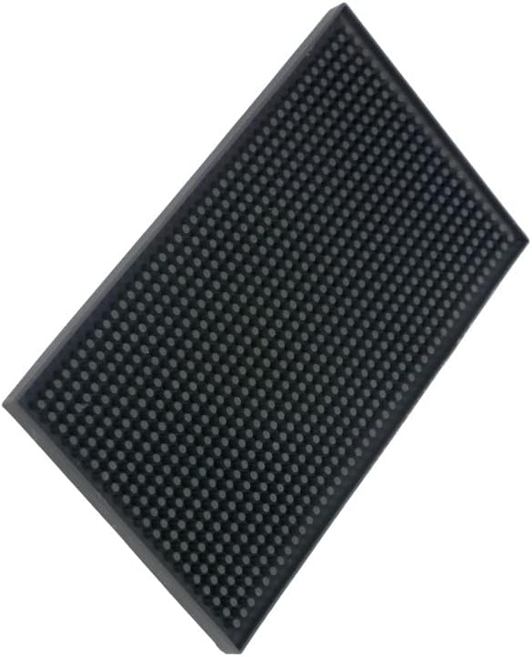 Bar Mat 6" x 12" Small Black, Coffee Mat for Home Bar, Bar Service Spill Mat for Cocktail Bartender Kitchen Countertop, PVC Counter Top Cup Mats Glasses Drying Mat, 1PCS
