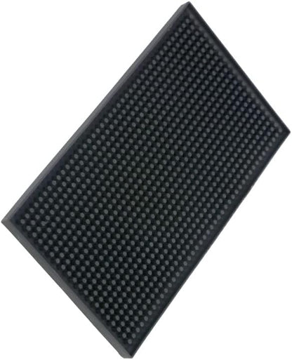 Bar Mat 6" x 12" Small Black, Coffee Mat for Home Bar, Bar Service Spill Mat for Cocktail Bartender Kitchen Countertop, PVC Counter Top Cup Mats Glasses Drying Mat, 1PCS