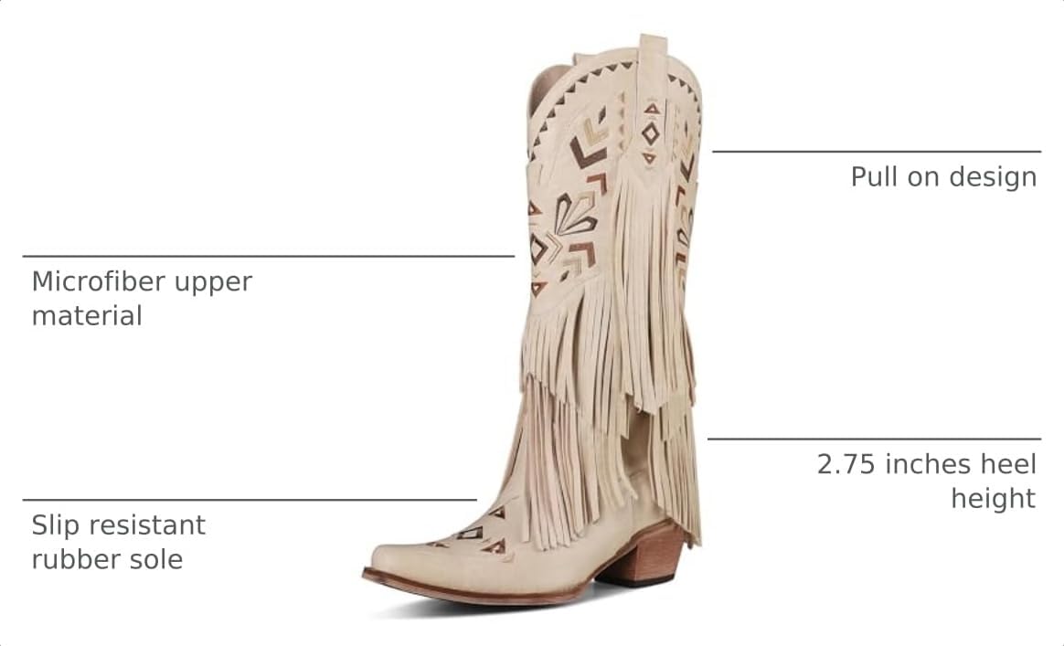 Women's Cowgirl Boots Knee High Fringe Boots