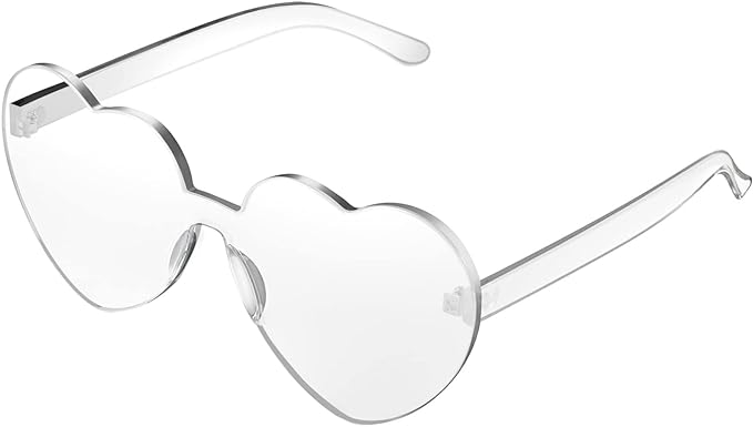 Maxdot Heart Shape Sunglasses Rimless Transparent Heart Glasses Colorful Party Favors