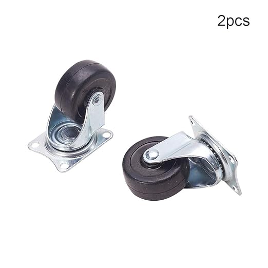 Rubber Plate Mounted Swivel Caster Wheels 360 Degree Caster Wheel for Office Chair 1.98" 2Pcs Black