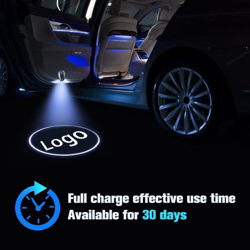 LOWEEY Car Door Lights Logo Projector, Wireless Puddle Lights for Most Cars Rechargeable 2-Pack LED Welcome Lights, Car Door Step Courtesy Shadow Ghost Lights Includes 6 Pairs Logo Slides