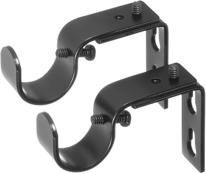 Ivilon Short Projection Brackets for Curtain Rods - for 78 or 1 Inch Rods. Set of 2 - Black
