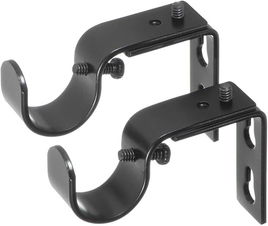 Ivilon Short Projection Brackets for Curtain Rods - for 78 or 1 Inch Rods. Set of 2 - Black