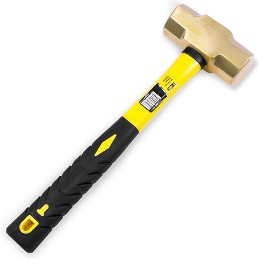 Stark USA 3LBS Brass Head Sledge Hammer Fiber Glass 13-inch Handle With Comfortable Grip, Non-Sparking, 3-Pounds