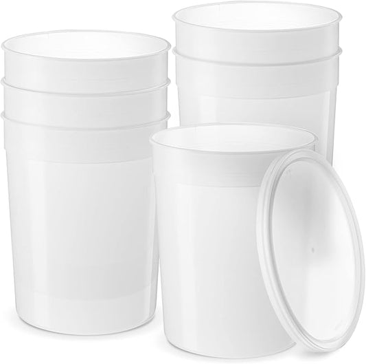 Comfy Package [6 Sets -128 oz. Disposable Plastic Food Storage Deli Containers with Lids, Ice Cream Bucket & Soup Pail