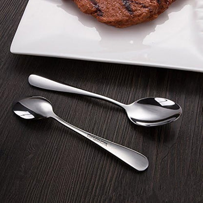 HornTide 6-Piece Dinner Spoon Set Table Spoon Flatware Stainless Steel Mirror Polishing 7-Inch 18cm