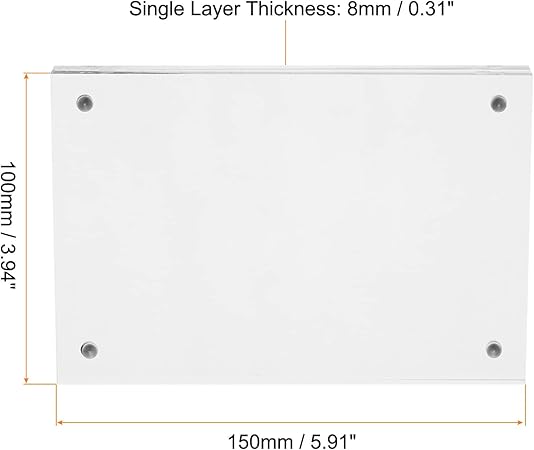 PATIKIL Floating Photo Frame, 4" x 6" Desktop Frameless Picture Frame Double Sided Acrylic Magnetic Display Frame for Family Travel Party Photo Souvenirs Artwork, Clear