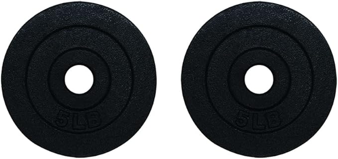 Cast Iron 1.14-inch Center Hole Weight Plate Set for Dumbbell, Barbell, Weightlifting, Strength Training-1.25lb, 2.5lb, 5lb, 10lb