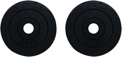 Cast Iron 1.14-inch Center Hole Weight Plate Set for Dumbbell, Barbell, Weightlifting, Strength Training-1.25lb, 2.5lb, 5lb, 10lb