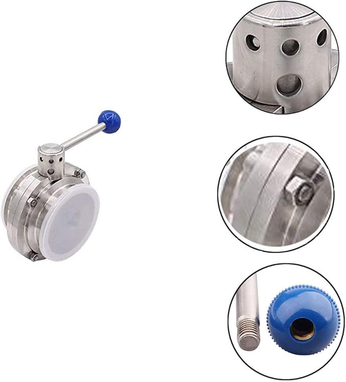 6"(6inch) FLOW SOLUTIONS Sanitary Butterfly Valve,3 position Pull Handle Silicone Seal,Tri clamp butterfly valve Stainless Steel 304 with 2 pcs silicone gasket