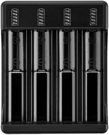 Fast Charger with Type Cable 4.2V Lithium Battery 4 Slot Strong Light Flashlight Intelligent Charge for 14500 26650 18650(4 Slot with Cable)