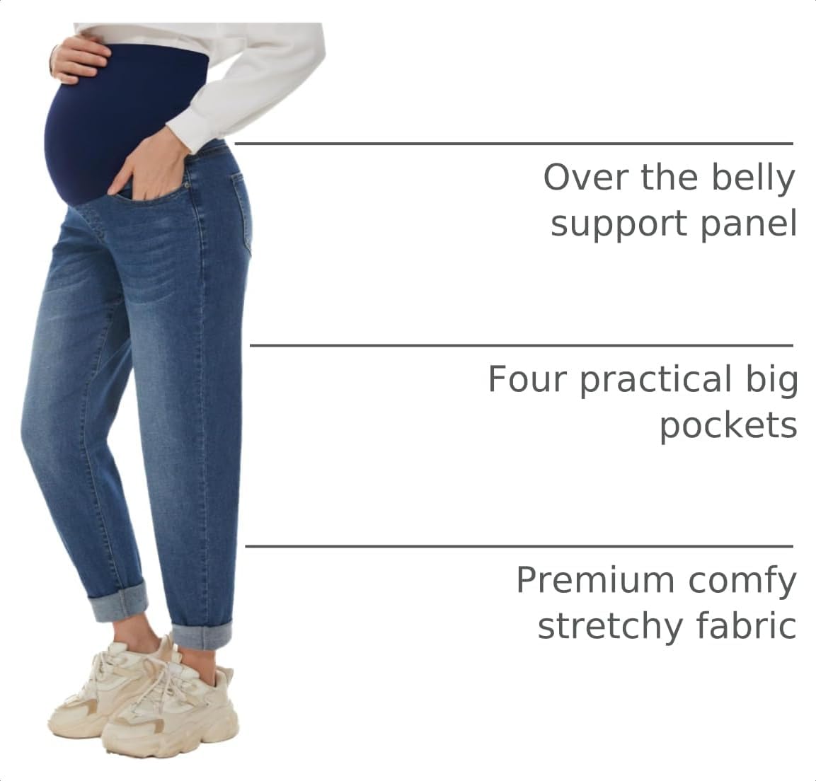 Premium stretchy fabric, over-the-belly support, and loose legs for all-day comfort and flattering look.
