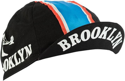 Team Brooklyn Retro Cycling Cap Black with Red/White/Blue Stripes