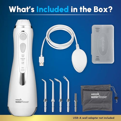 Waterpik Cordless Advanced 2.0 Water Flosser For Teeth, Gums, Braces, Dental Care With Travel Bag and 4 Tips, ADA Accepted, Rechargeable, Portable, and Waterproof, White WP-580, Packaging May Vary ( No original Box )