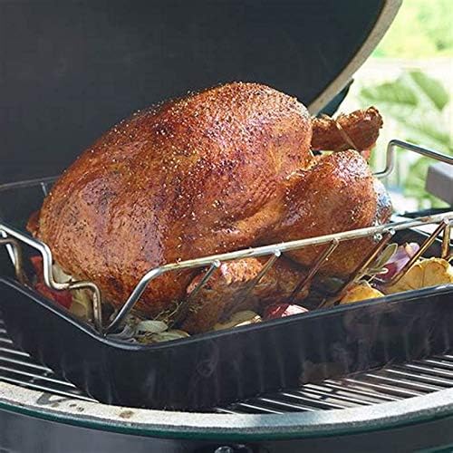 Rib Racks for Big Green Egg, Turkey Roasting Rack Smoking and Grilling Rib Rack, Big Green Egg Accessories, for Large and XLarge Big Green Egg,18" or Bigger Kamado Grill, Stainless Steel