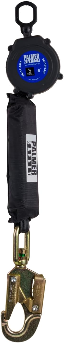 Palmer Safety Fall Protection SRL121132 Single SRL 6' Lightweight Web with Snap Hook, ANSI Z359.14-2021 Class 2
