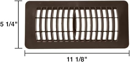 Rocky Mountain Goods Brown Plastic Floor Register Vent for 4" x 10" Vent Openings (Item Dimensions 11 18" x 5 14") - Plastic Louvered Design - Easy Flow Adjust Lever - Rustproof