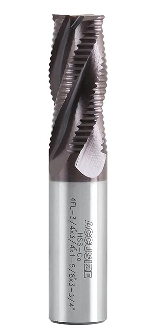 Accusize Industrial Tools Stadard Tooth M42 8% Cobalt Tialn Roughing End Mill, 1/2'' by 1/2'' by 1-1/4'' Flt Length, 1102-0012