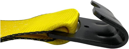 4" x 30' Winch Straps for Flatbed Trailer with Flat Hooks  Yellow Heavy Duty Tie Down Strap wFlat Hooks  5,400 Lbs WLL Cargo Control Accessories for Gooseneck Trailers  Tow Trucks, 1 Pack