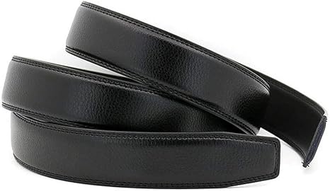 Rojeam Unisex Belt Without Buckle 3.5CM Wide Leather Ratchet Belt Strap for Men & Women