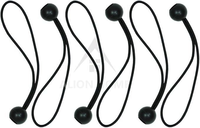 Alion Home Canopy Ball Bungee Cords, 6-Inch, 6-Piece (1, Black)